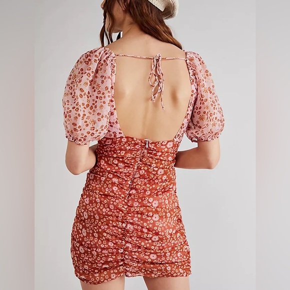 NWOT Free People Tessa Dress Floral Primrose Mini Chiffon Coastal Cowgirl Z544 - Picture 2 of 7